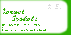 kornel szokoli business card